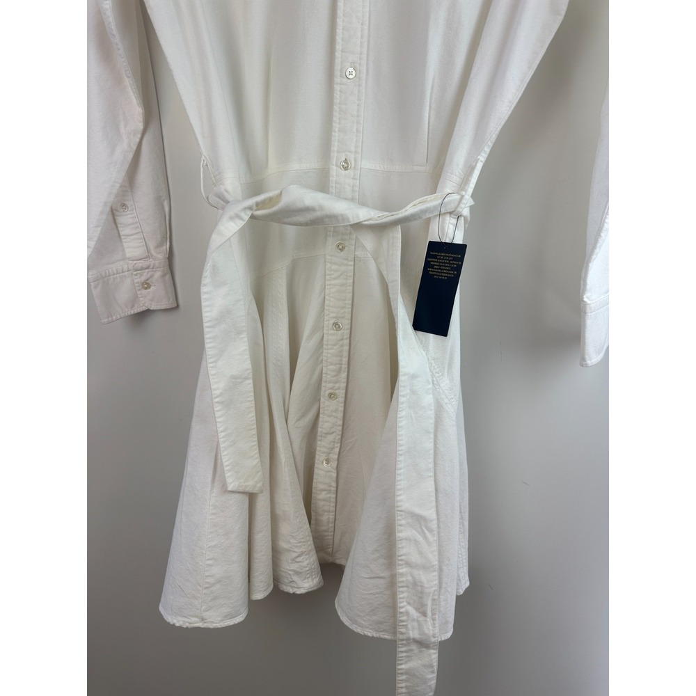 Polo Ralph Lauren Cotton Oxford Shirtdress Belted White Size 8 Old Money Preppy - Picture 6 of 13